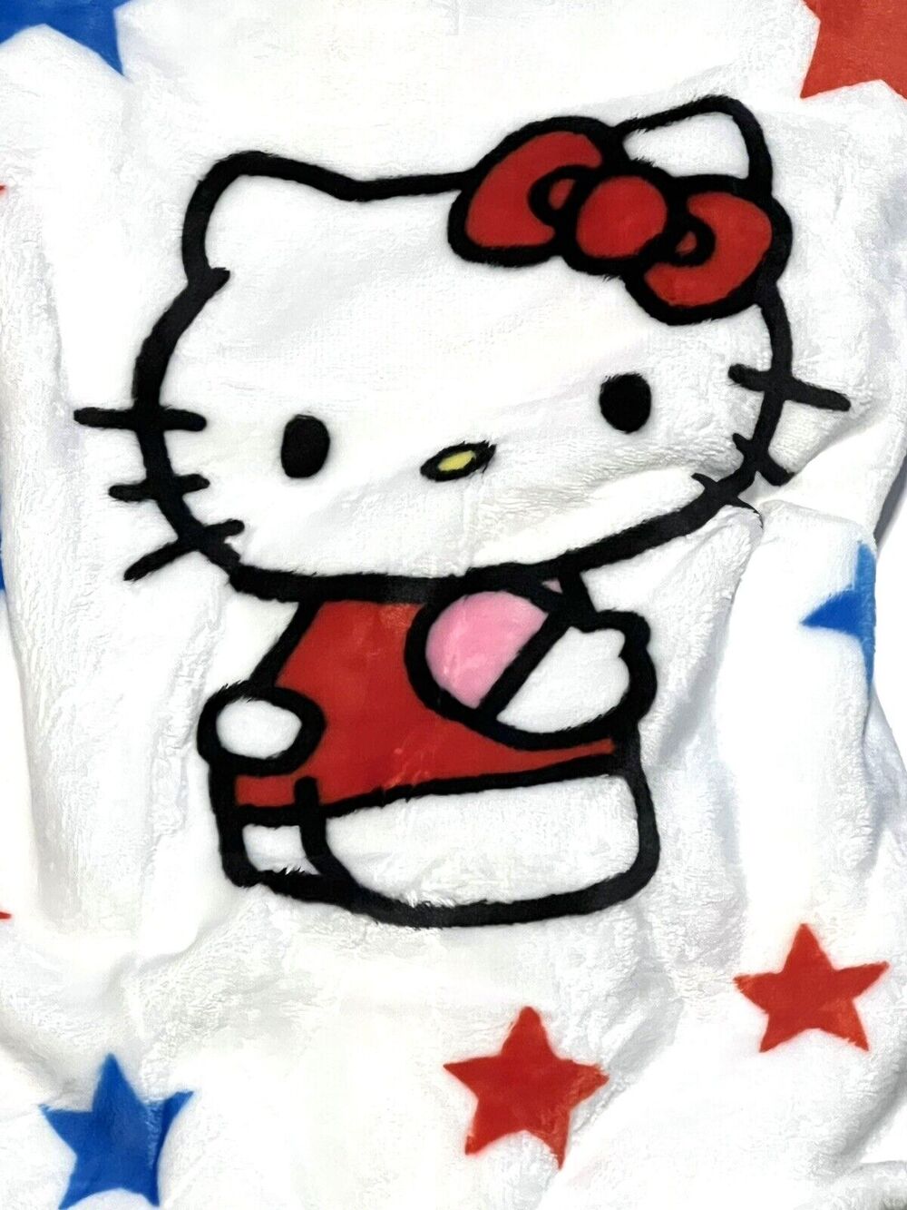 Hello Kitty Throw Blanket USA Stars Red White Blue July 4 Patriot 60X70” Fleece